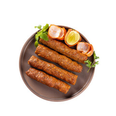 Lamb Seekh Kebab in a plate on a Transparent PNG Background