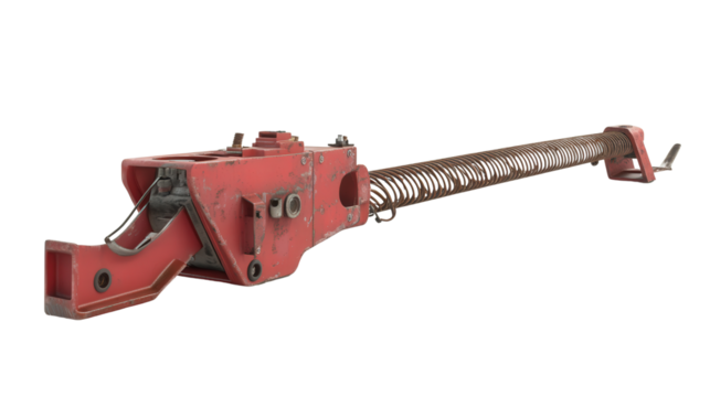 Laser-guided rebar bending tool, Transparent background, PNG file
