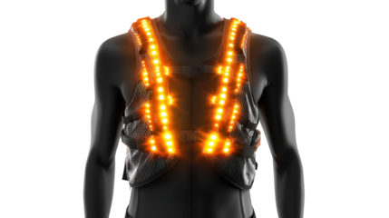 LED trail running vest, Transparent background, PNG file