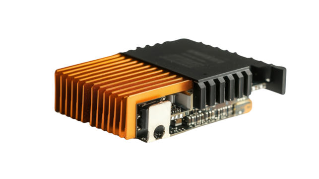 LED driver module with heatsink, Transparent background, PNG file