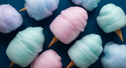 Fluffy cotton candy in a variety of bright colors