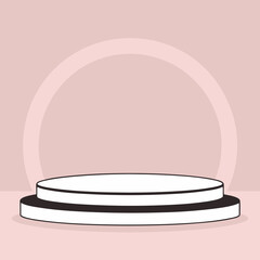 Minimalist Product Display Podium with Soft Pink Background and Arch Perfect for Showcasing Cosmetics Jewelry or Other Small Items in a Clean and