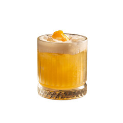 Whiskey sour Cocktail in a whiskey glass on a Transparent PNG Background