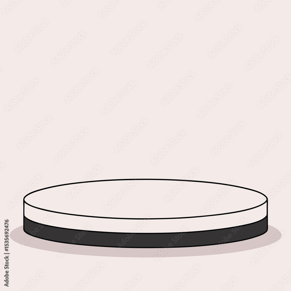 Poster minimalist round product display podium in white and black on a light pink background perfect for sh