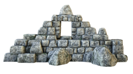 Machu Picchu stone structures Transparent background, PNG file