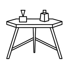 table with box line art icon 