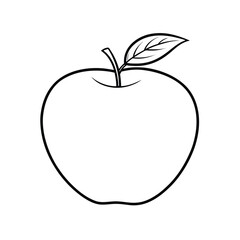 apple line art icon vector with leaf 