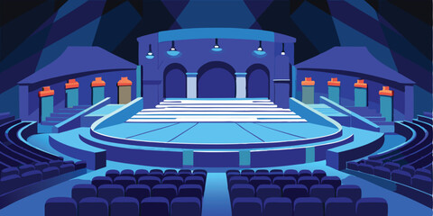 Empty dimly lit arena theater in bangladesh