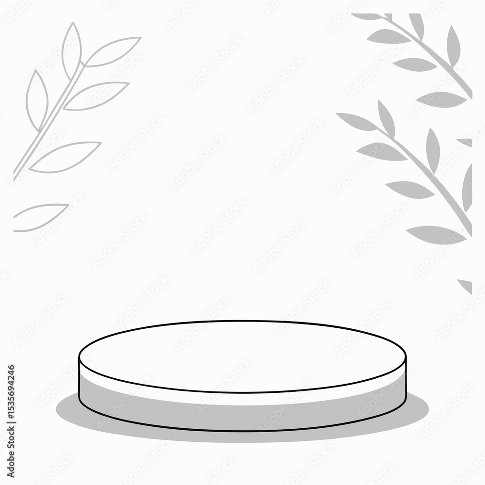 Aufkleber minimalist product display podium with botanical accents a simple and clean design for showcasing it