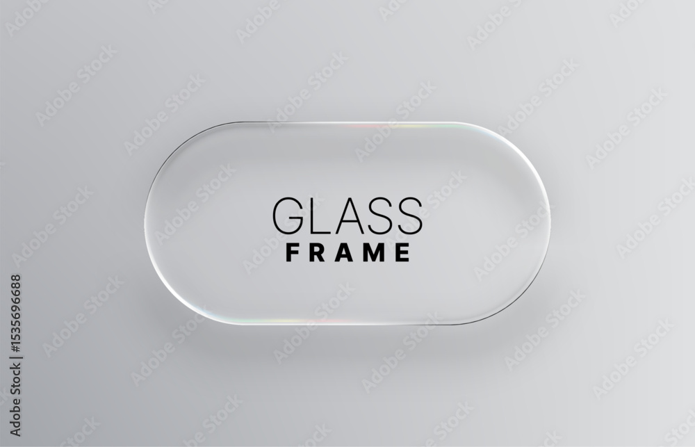 Aufkleber Glass frame or liquid shape on a muted white background. Abstract display element for modern technology and user interface. Vector graphics.