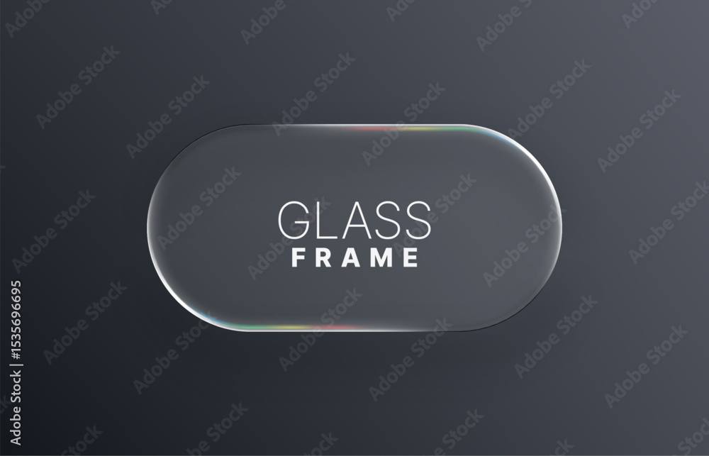 Aufkleber Liquid glass frame vector art. Futuristic abstract shape with dark gray background. Modern digital element for web and UI design.