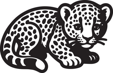 Black and White Jaguar Vector Illustration – Minimalist Wild Cat Silhouette Art