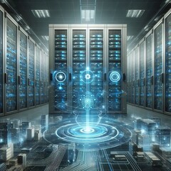 Data center with futuristic design Futuristic data center Techno