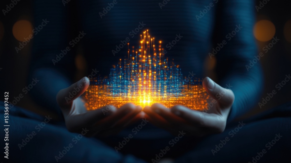 Poster futuristic digital data network explosion representing technology innovation and connectivity visual