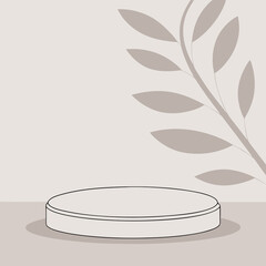 Minimalist Product Display Podium with Botanical Accent Neutral Tones for Elegant Presentation Perfect for Cosmetics Jewelry or Skincare Product Mockups and Marketing Campaigns