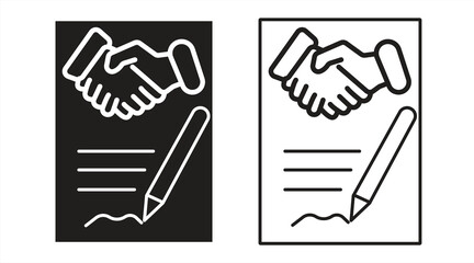 Business Agreement icon, handshake symbol sign, isolated on white background, vector illustration.

