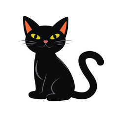 illustration on white background cute black cat