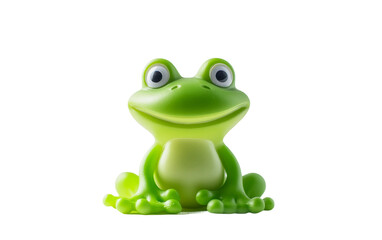 Obraz premium Bright frog shaped toy in vivid green featuring springy legs and happy expression isolated on transparent background PNG