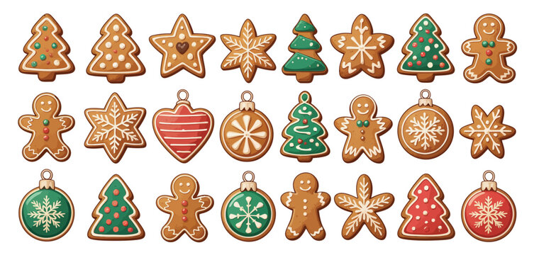 Christmas gingerbread cookies collection illustration - Powered by Adobe