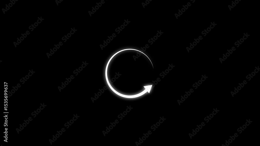 Poster glowing retry icon with circular loop motion. symbolizes try again, loading process, and continuous 
