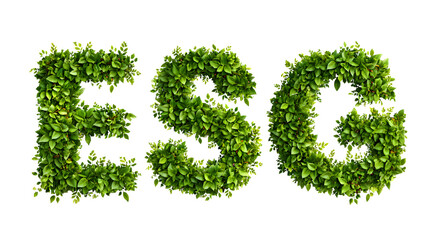 Esg environmental social and governance letters made of green leaves representing sustainability concepts and initiatives