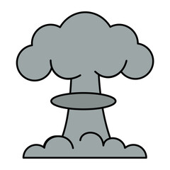 Explosive cloud rising above the ground surface