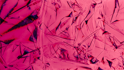 Creased film. Distortion texture. Magenta pink blue color gradient distressed noise artifacts curve...