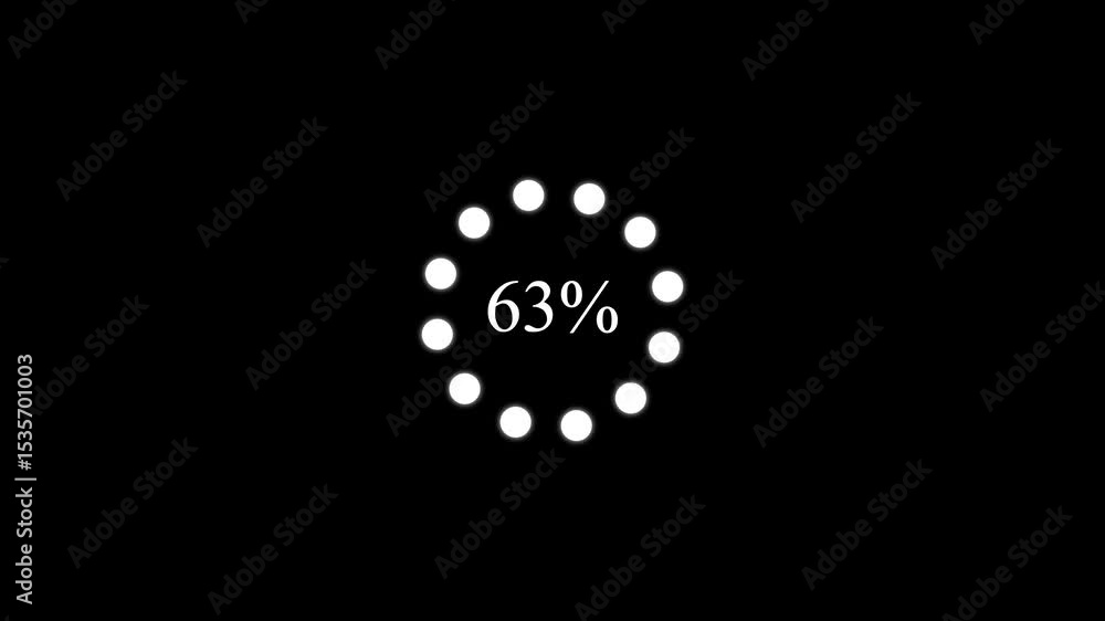 Poster loading screen displaying 37 percent progress with circular progress bar on black background. loadin
