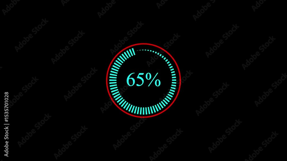 Fototapete animated progress bar displaying thirty nine percent with neon color on a black background. loading 