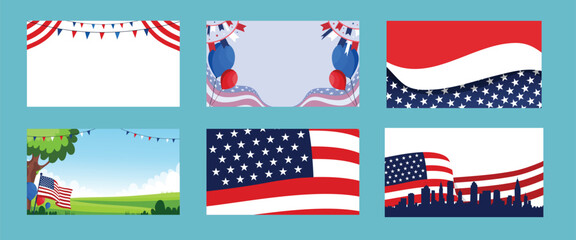 4th July Parade Background Celebration Flag Bundle Set