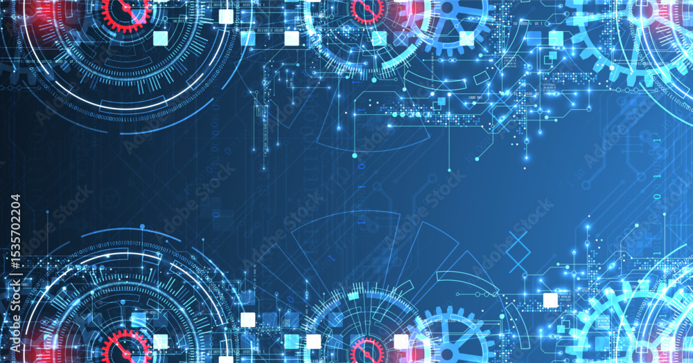 Poster Abstract background. Scientific and technological concept with the use of technical elements formed in the shape of a circle. Vector