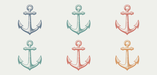Six pastel anchors nautical design elements ©  Creative Stock Bd