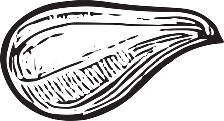 This detailed hand-drawn sketch shows a bowl of Mexican beans, a dietary staple. Perfect for culinary designs, recipe books, or cultural artwork, with intricate black-and-white line art 