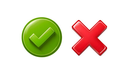 Obraz premium Green check mark and red x symbol illustrating yes and no or approved and rejected concepts on background
