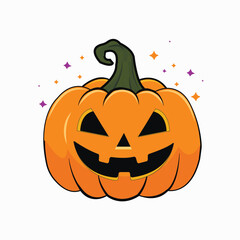 illustration on white background orange pumpkin for halloween