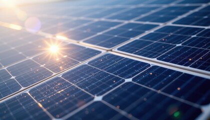 Solar panel installation urban environment renewable energy diagonal pattern of sunlight reflection