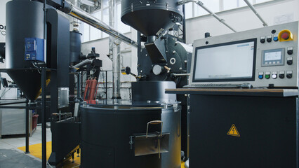 Coffee roasting machine processing aromatic coffee