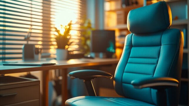 A comfortable office chair featuring adjustable arms allows for personalized comfort during work