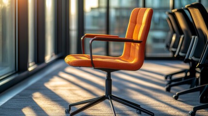 A modern ergonomic chair featuring high-quality fabric upholstery is ideal for contemporary workspaces