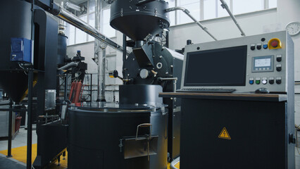 Coffee roasting machine processing aromatic coffee