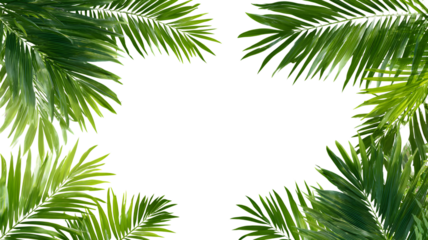 Lush green palm fronds frame a modern abstract design ideal for tropical themes and decorative backgrounds