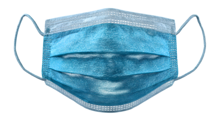 Medical protective face mask isolated on black background providing safety during the covid 19 pandemic for health and protection