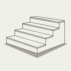 Minimalist Illustration of a Simple Three Step Staircase with a Clean Outline and Soft Shadow on a Light Background