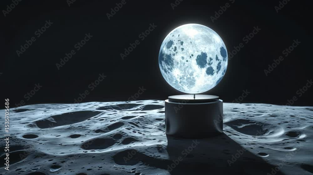 Wall mural rotating moon globe animation on a black background
