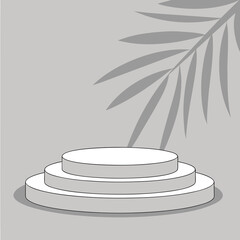 Minimalist Product Display Platform with Palm Leaf Shadow Ideal for Showcasing Cosmetics Jewelry or Skincare Items in a Clean and Modern Style