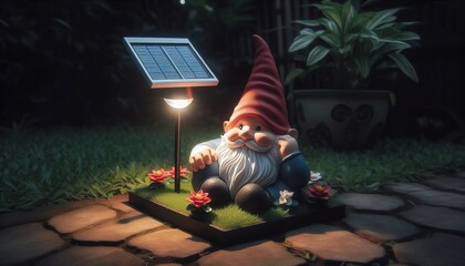 Garden Gnome as a Solar Powered Light Attach a solar powered lig