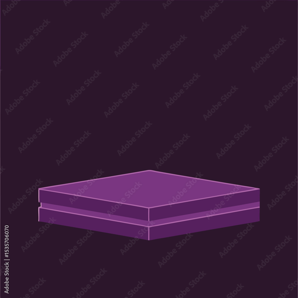 Poster minimalist purple product display platform with two layers on a dark background for showcasing cosme