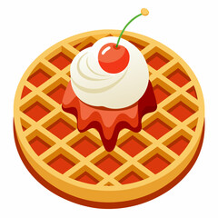 cake waffle with cherry