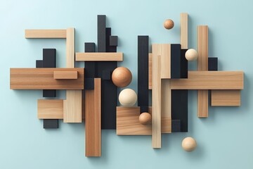 The incorporation of dynamic networking with wood accents on a blue background that calms