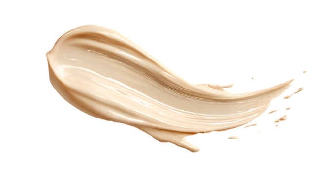 Smooth swatch of beige foundation texture against a background demonstrating cosmetic product application and beauty concept